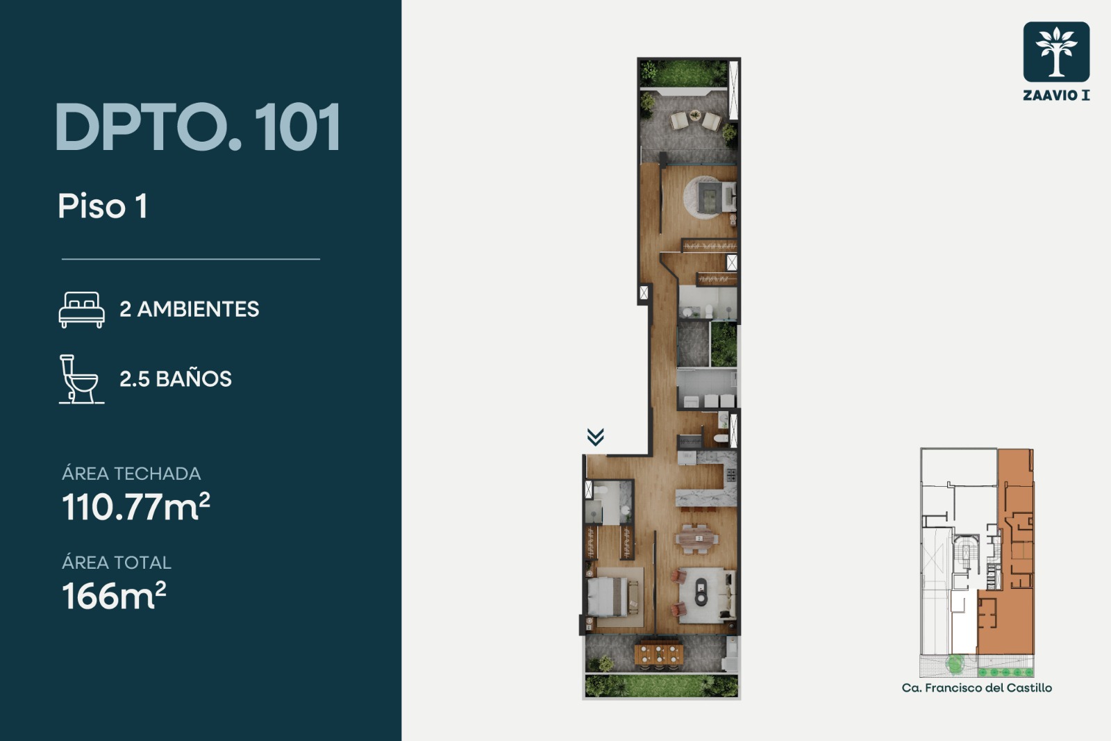 Plano Departamento Flat 101